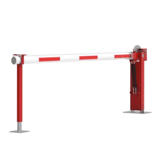 HS-350D - WES350D - Handschranke Premium mit 2 Gasdruckfedern - Rot/wei&szlig; mit Reflexstreifen Bauml&auml;nge 6,0m zum Aufd&uuml;beln Auflagest&uuml;tze Ohne Schlosskasten - Abschlie&szlig;en nur mit bauseitigem Vorh&auml;ngeschloss