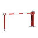 HS-350D - WES350D - Handschranke Premium mit 2 Gasdruckfedern - Rot/wei&szlig; mit Reflexstreifen Bauml&auml;nge 5,5m zum Aufd&uuml;beln Pendelst&uuml;tze Schlosskasten - 2 PZ CI + Blindplatte - Schlie&szlig;zwang (Schl&uuml;ssel nur abziehbar, wenn geschlossen)